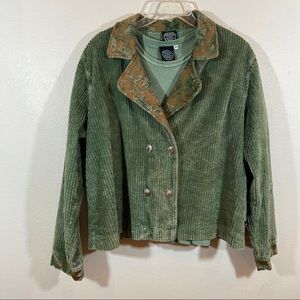 Produce Company green ribbed jacket and matching shirt sleeve tee Size XL